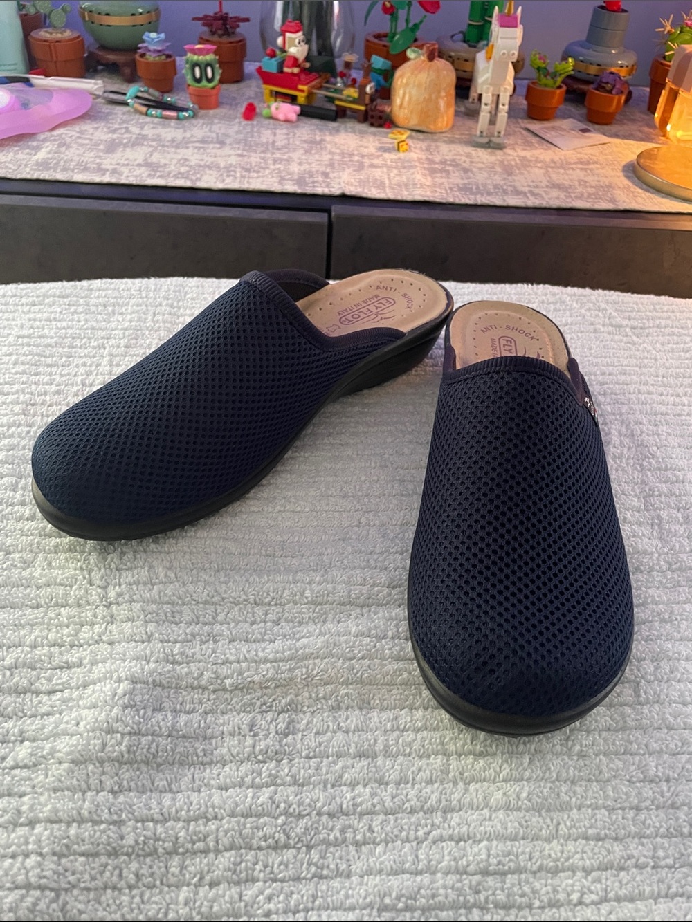 Fly Flot Navy Mesh Slip-On Clog Mules